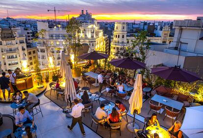 Una terraza en el centro de Valencia, en septiembre de 2023.