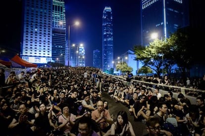 Manifestantes prodemocracia este s&aacute;bado en Hong Kong.