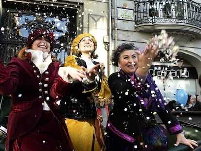 Las Magas, que representan la igualdad, la libertad y la fraternidad, en la cabalgata de Valencia.