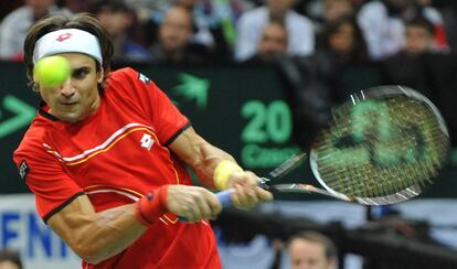 David Ferrer en su partido ante Tomas Berdych.