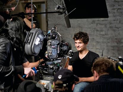 El actor Orlando Bloom, en la elaboración del 'spot' de Boss Orange Man.
