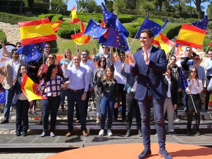 El líder de Ciudadanos, Albert Rivera, en un mitin en Zaragoza.