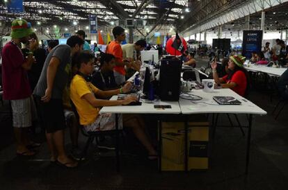 Participantes de la Campus Party en Sao Paulo, Brasil.