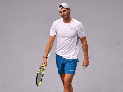 Nadal, durante un entrenamiento reciente en París-Bercy.