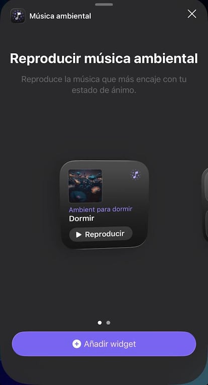 Widget Música ambiental en los iPhone