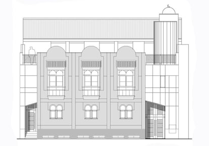 Alzado del proyecto de la mezquita de la Comunidad Isl&aacute;mica de Torrej&oacute;n.