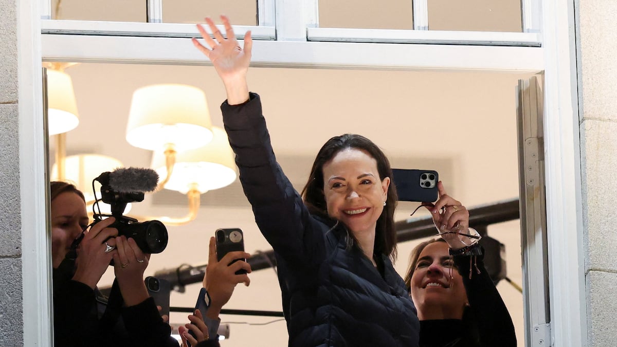 Venezuela’s María Corina Machado appears in Oslo after a year in hiding