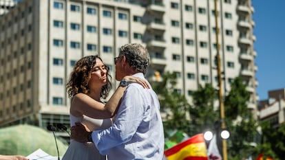 Alberto Núñez Feijóo e Isabel Díaz Ayuso, en una manifestación contra el Gobierno celebrada en Madrid el pasado 8 de junio.