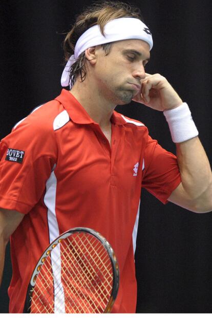 Ferrer, durante el partido contra Monfils.