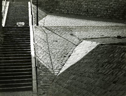Escaleras de Montmartre, París, fotografiada por Brassaï en 1932

