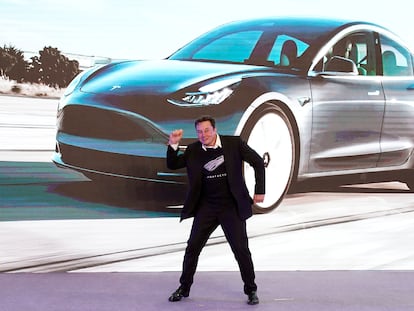 El fundador y consejero delegado de Tesla, Elon Musk, durante un evento en Shanghái de entrega de coches de la marca fabricados en China.