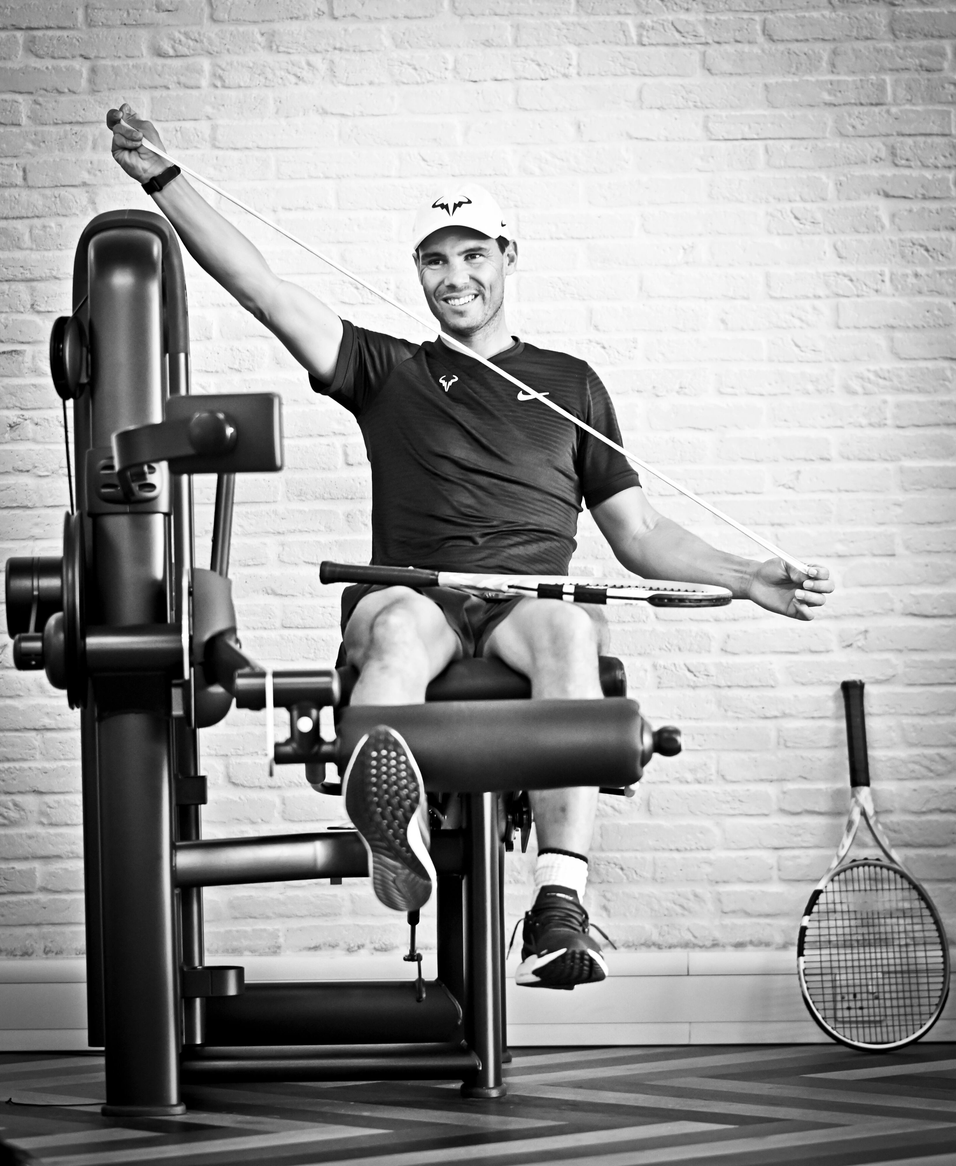 Rafa Nadal, durante una sesión en el gimnasio en Kuwait.