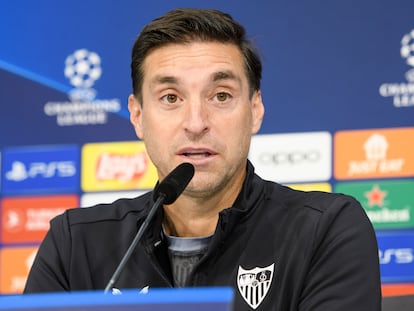 Diego Alonso, en su comparecencia en la rueda de prensa previa al choque ante el PSV.