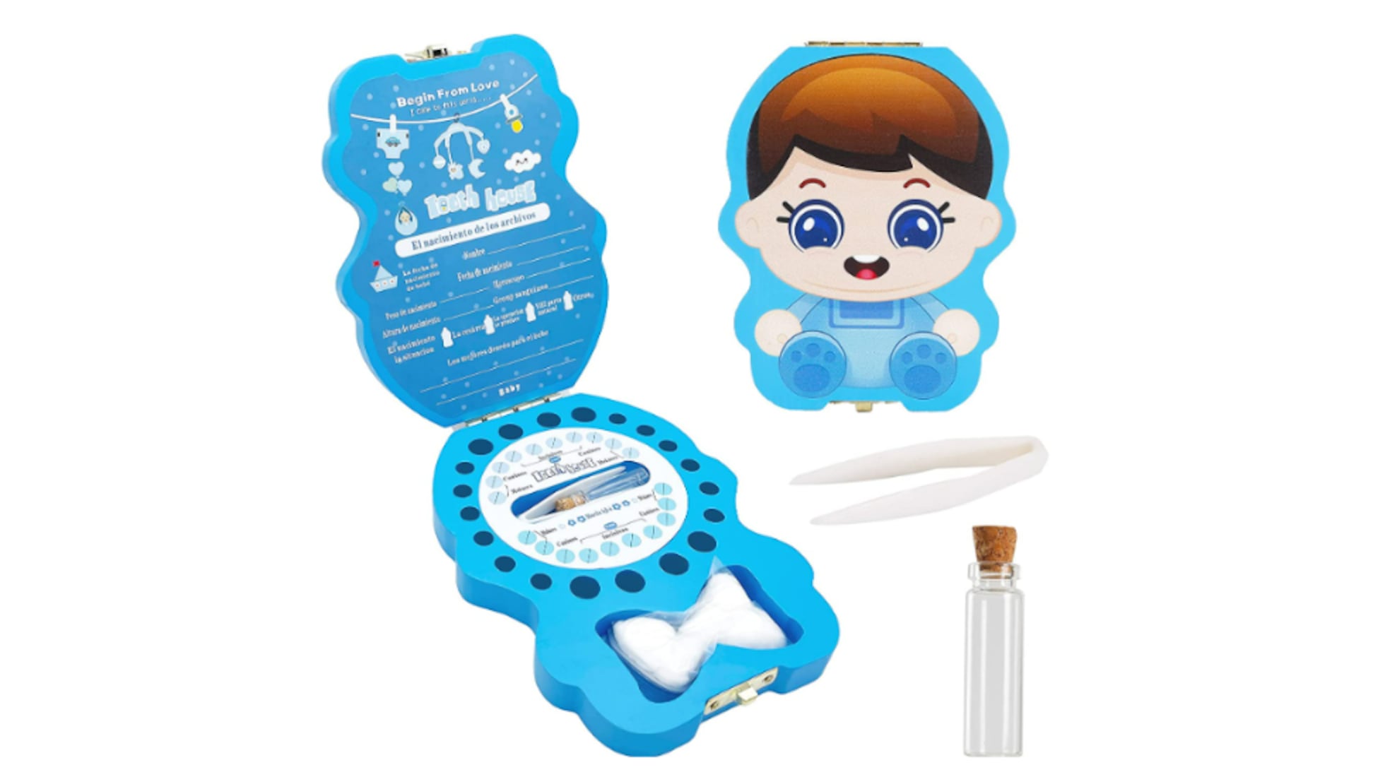 Caja Para Guardar Dientes De Leche De Madera - Diseño Con Dibujos Animados, Tamaño 5x3.5 Cm, Regalo Para Niños