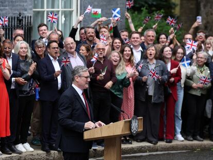 Keir Starmer, durante la rueda de prensa en Downing Street.