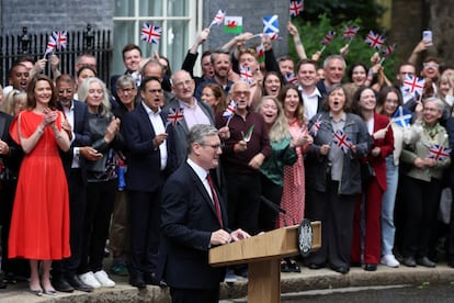 Keir Starmer, durante la rueda de prensa en Downing Street.