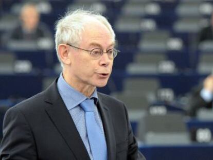 Herman Van Rompuy, durante su discurso ante el Parlamento europeo.