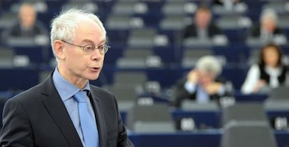 Herman Van Rompuy, durante su discurso ante el Parlamento europeo.