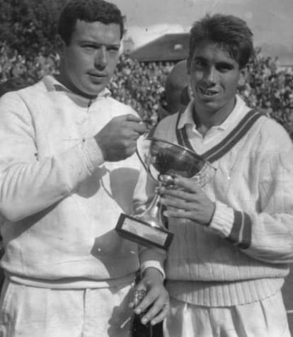 Santana, junto a Pietrangeli, tras ganar Roland Garros en 1961.