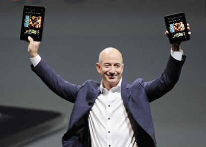 Jeff Bezos, fundador de Amazon, en la presentación del último Kindle.