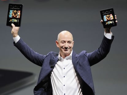 Jeff Bezos, fundador de Amazon, en la presentación del último Kindle.