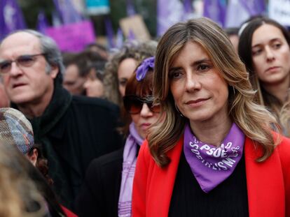 Begoña Gómez, durante su participación en la manifestación del 8-M