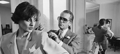 Karl Lagerfeld e Inès de la Fressange en 1983.