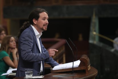 Pablo Iglesias en la moción de censura.