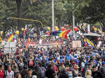 O Parque Nacional de Bogotá durante a manifestação desta quarta-feira.