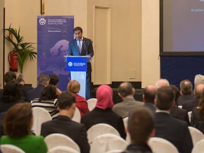 Fathallah Sijilmassi durante la presentaci&oacute;n del informe anual, este viernes en Madrid. 