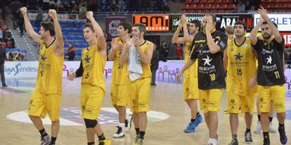 Los jugadores del Iberostar Tenerife celebran una victoria