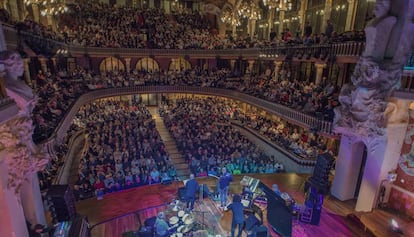 Aspecto abarrotado del Palau de la M&uacute;sica durante la actuaci&oacute;n de Chick Corea el pasado jueves en Barcelona.