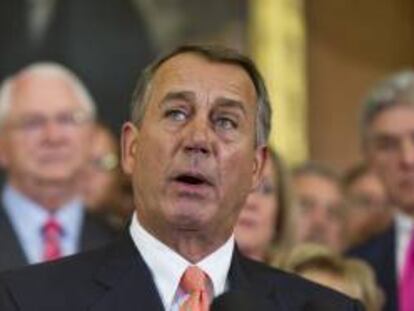 Fotografía tomada el pasado 20 de septiembre en la que se registró presidente de la Cámara de Representantes de EE.UU., el republicano John Boehner, quien está sometido a la presión del sector más conservador de su partido para retrasar, al menos durante un año, la implementación de la reforma sanitaria. EFE/Archivo