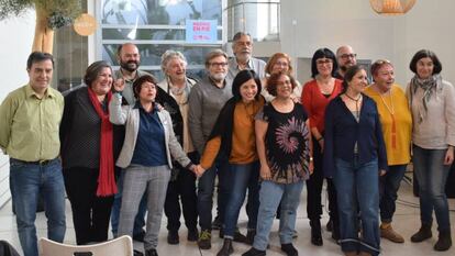 Miembros de IU, Anticapitalistas y Bancada Municipalista en la presentación de su candidatura conjunta.