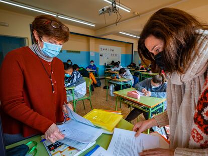 Una clase del instituto Cinco Villas, de Ejea de los Caballeros (Zaragoza), el martes.