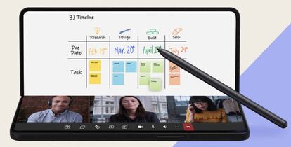 Reuniones con la app de Microsoft en un Galaxy Z Fold 3.