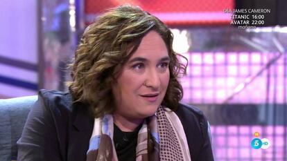 Ada Colau durante la entrevista en Telecinco.