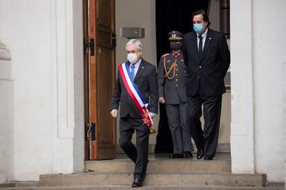 El presidente de Chile, Sebastián Piñera, en el palacio de La Moneda, este viernes.