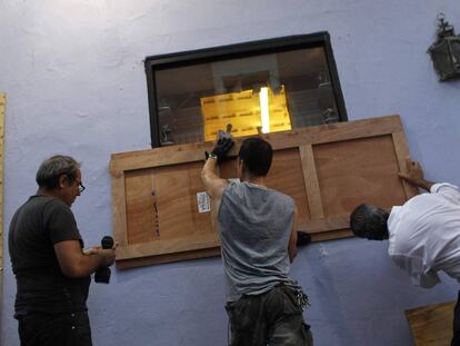 Preparativos para a chegada do furacão María em San Juan, capital de Porto Rico.