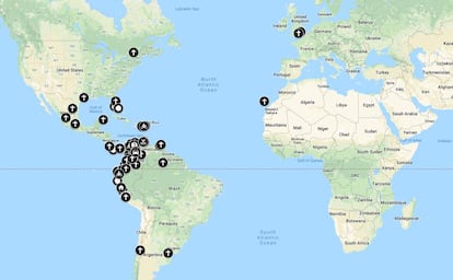 Mapa de mujeres venezolanas asesinadas en el extranjero.