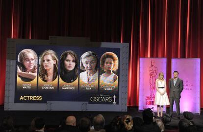 Emma Stone and 2013 Oscar host Seth MacFarlane present the 85th Academy Awards nominations.
