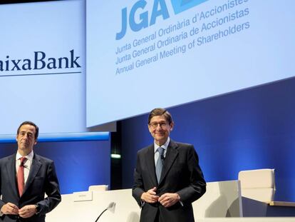 Gonzalo Gortázar, consejero delegado de CaixaBank, y José Ignacio Goirigolzarri, presidente de la entidad. 