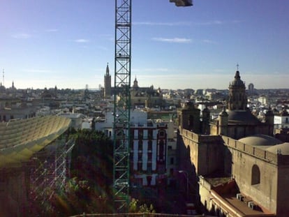 Vista de Sevilla desde lo alto de Metrosol Parasol, el proyecto de la plaza de la Encarnación de Sevilla.