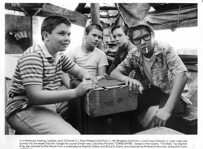 Jerry O'Connell, River Phoenix, Wil Wheaton y Corey Feldman en 'Cuenta conmigo'.