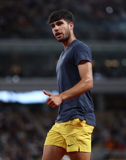 Alcaraz, durante el partido.