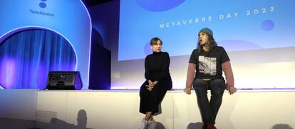 Yaiza Rubio y Chema Alonso, en la presentación del Metaverse Day de Telefónica.