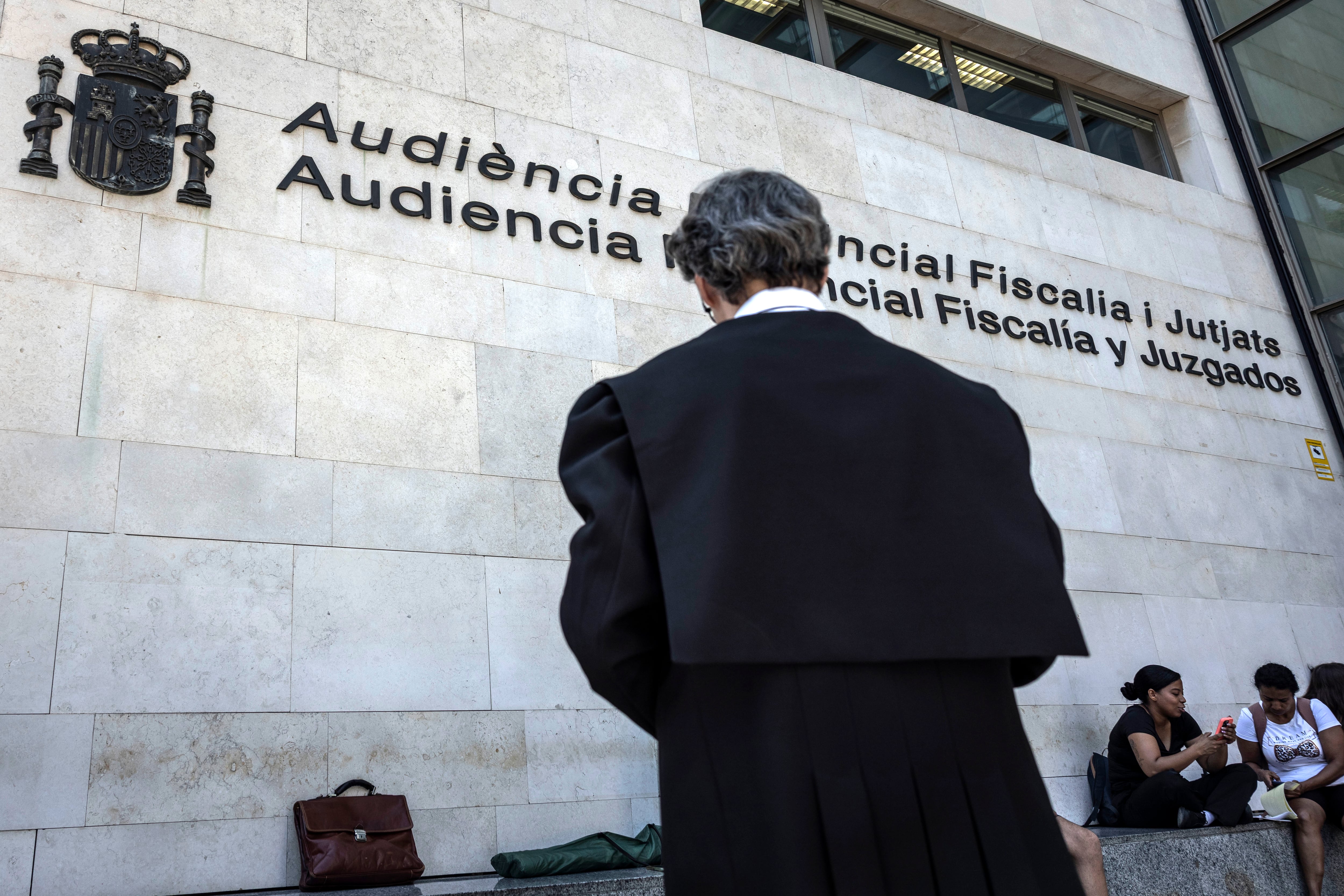 El exterior de la Ciudad de la Justicia de Valencia, este martes, el primer día de huelga de jueces y fiscales. 