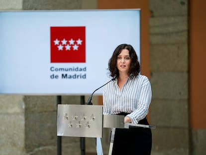 Isabel Díaz Ayuso, el miércoles durante una rueda de prensa.