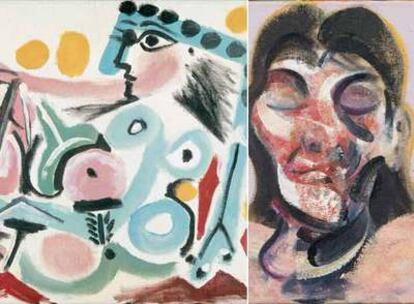 A la izquierda, <i>Nu assis</i><b> (1964), de Picasso. A la derecha, </b><i>Three studies for Portrait of Henrietta Morales</i><b> (1969),</b> de Bacon.
