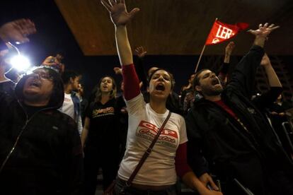 Manifestantes na greve do metr&ocirc; na &uacute;ltima semana.